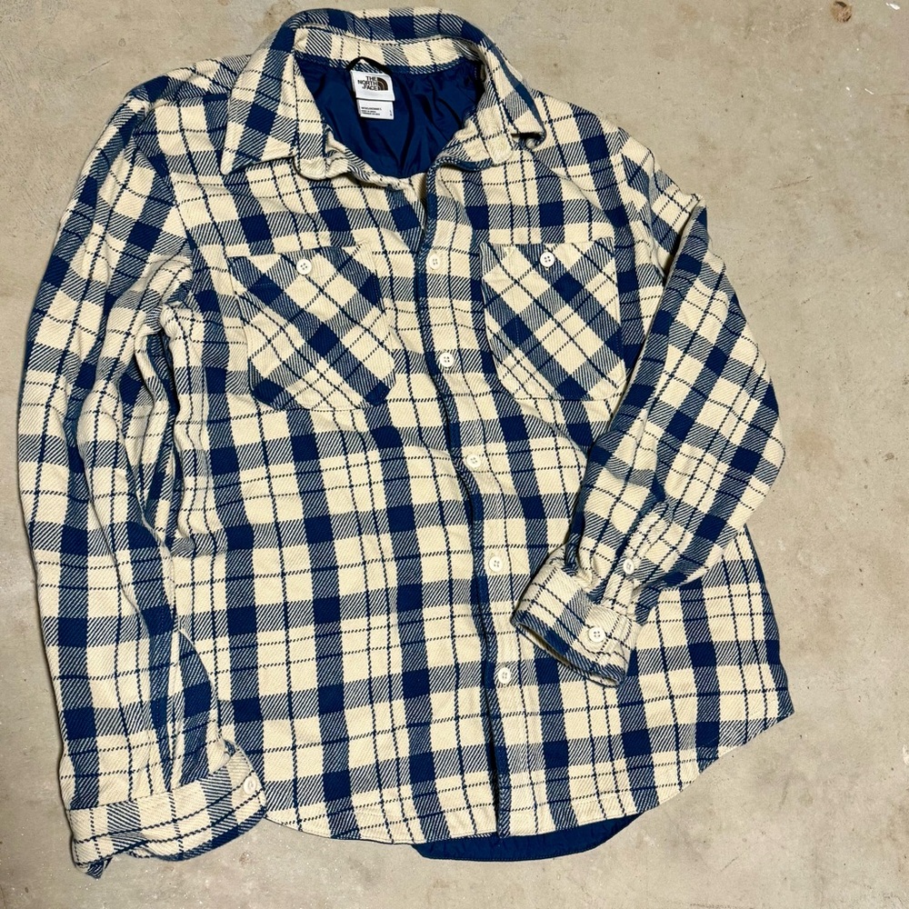 Patagonia Heavy Weight Blue and Cream Plaid Button-Up Shirt